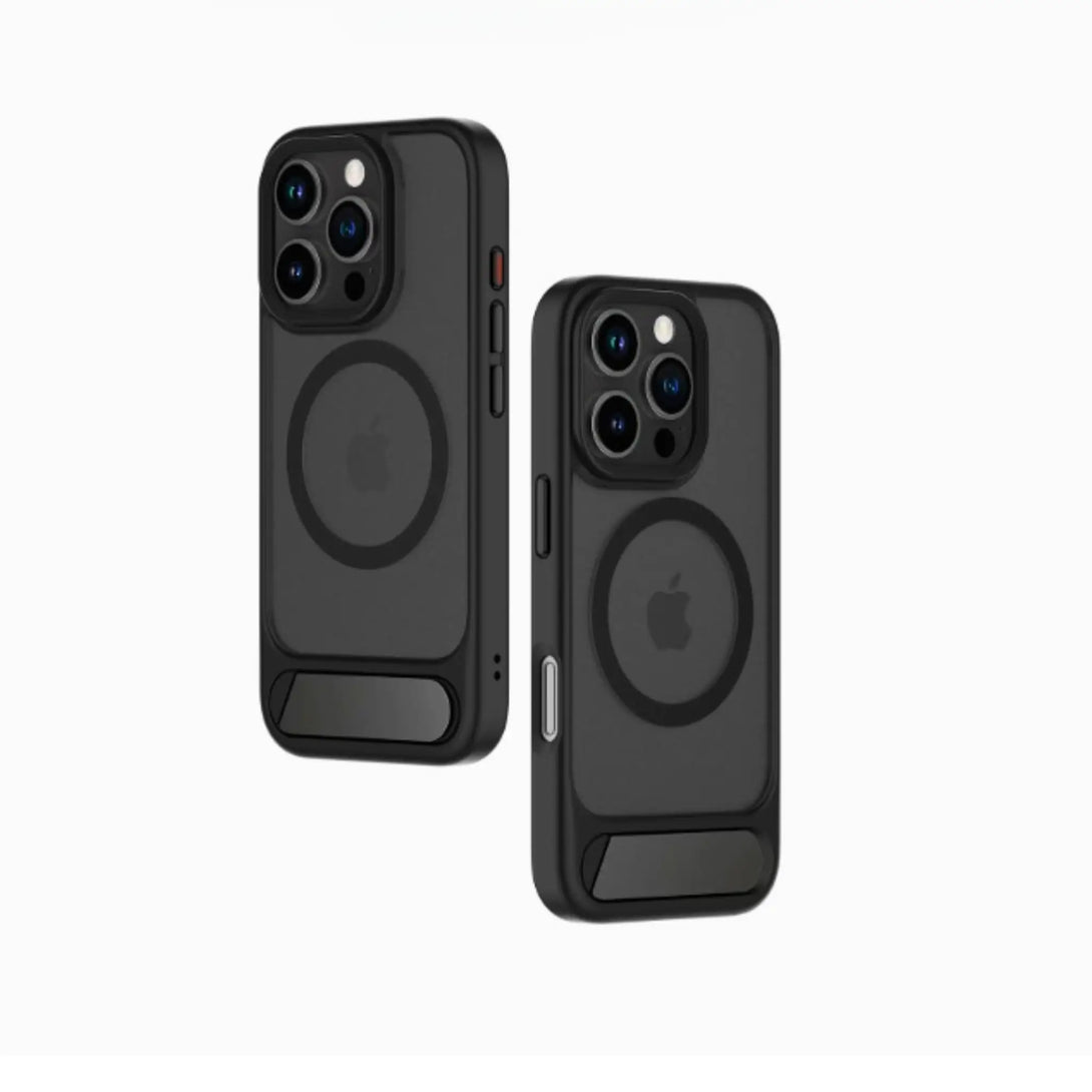 Black transparent cases on iPhone on a white background