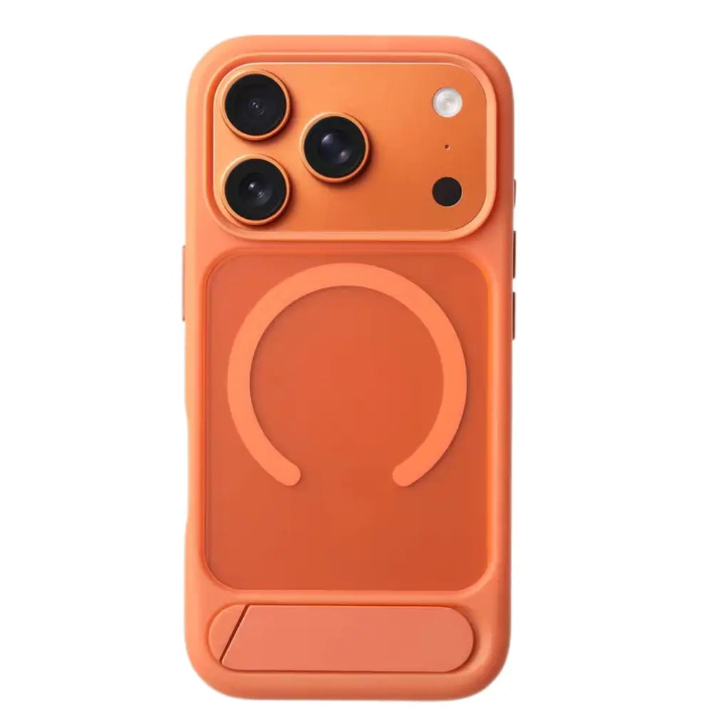 Burnt Orange Magnetic Case for iPhone with Stand on a white background