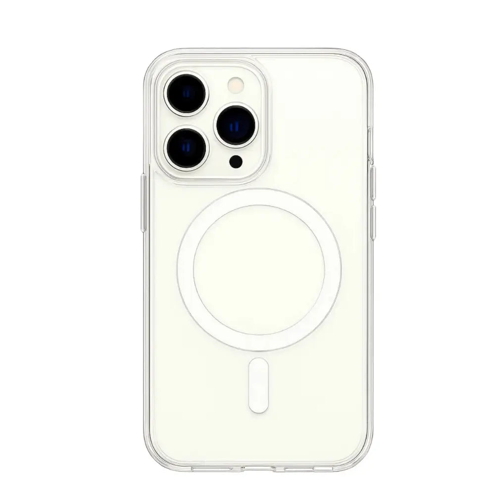 Transparent Magnetic iPhone Case on a white background