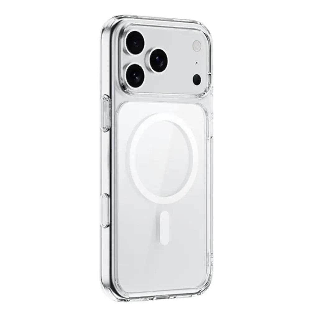 Anti-fingerprint clear silicone case gloss back close-up showing slim profile and raised bezel