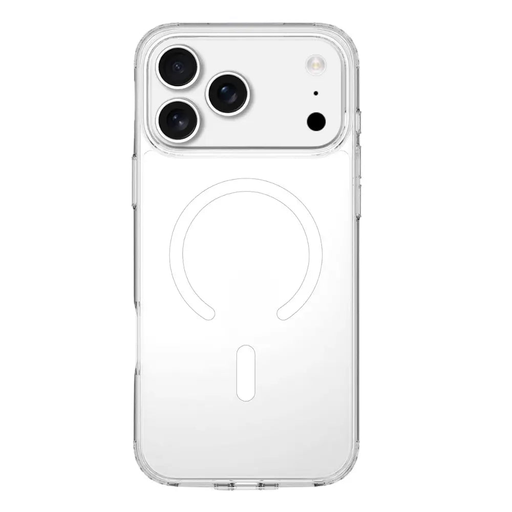 Slim clear anti-yellow phone case back panel with built-in magnetic ring