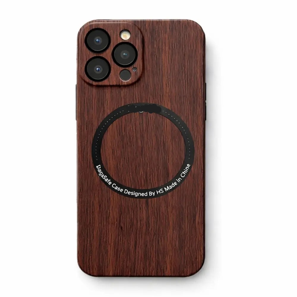Wooden Magnetic iPhone case magnetic charging ring