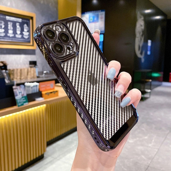 Carbon Fiber Texture Electroplated Case
